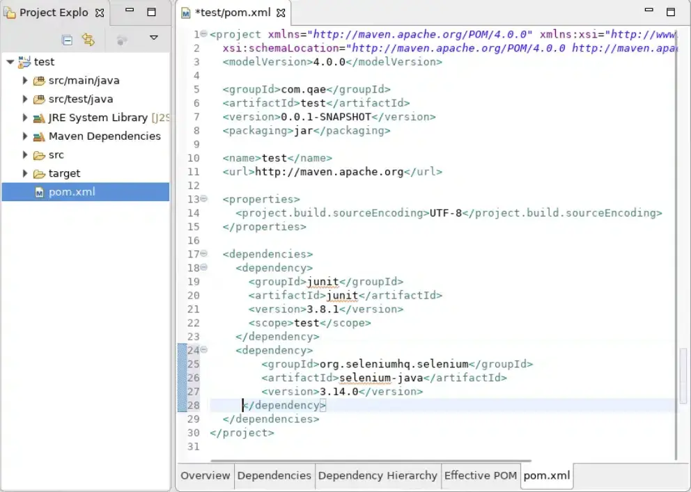 selenium java dependency in pom.xml