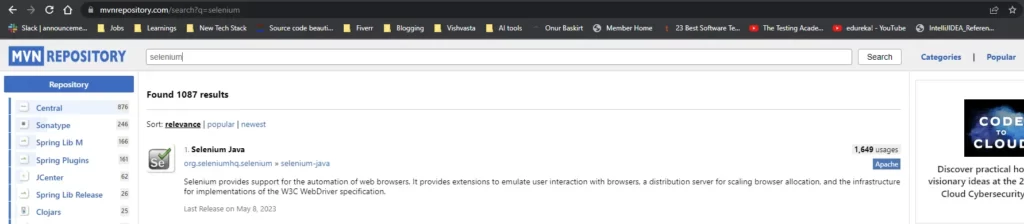 mvn repository selenium java